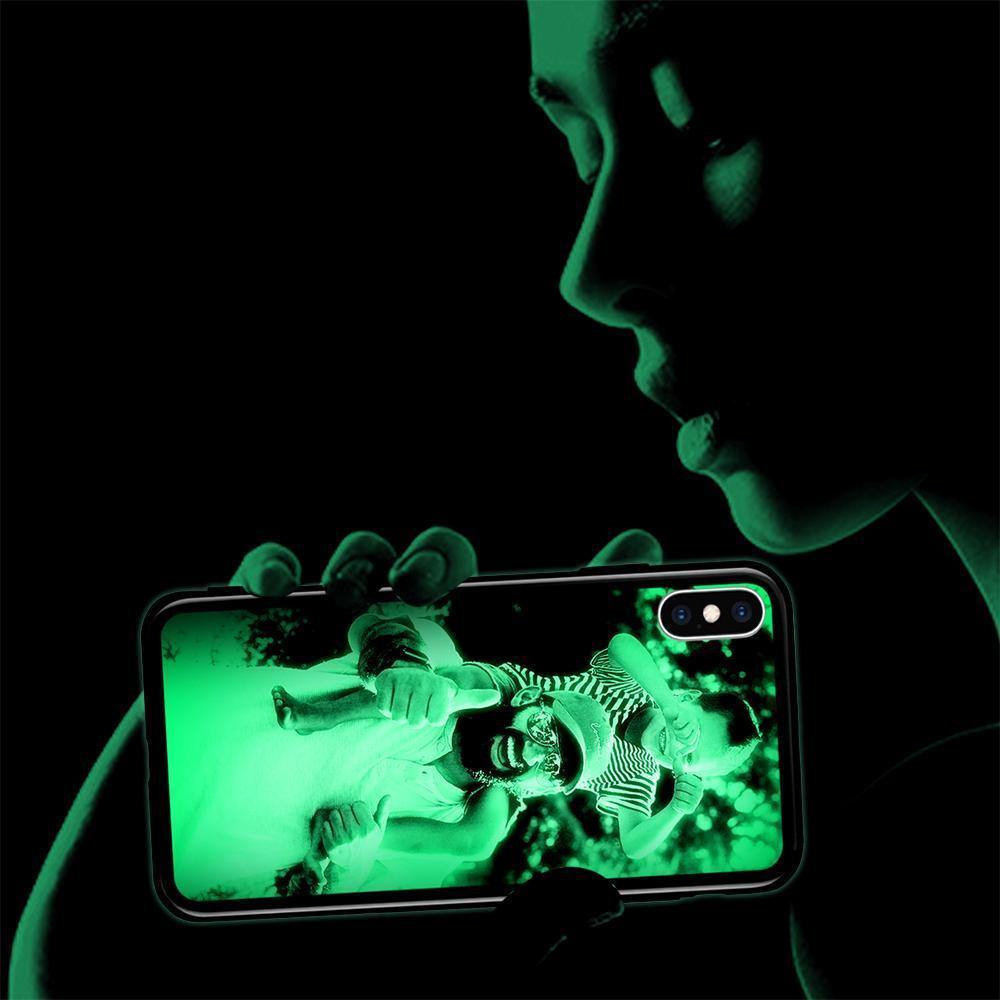 iPhone X/Xs Custom Noctilucent Photo Protective Phone Case Glass Surface - soufeelus