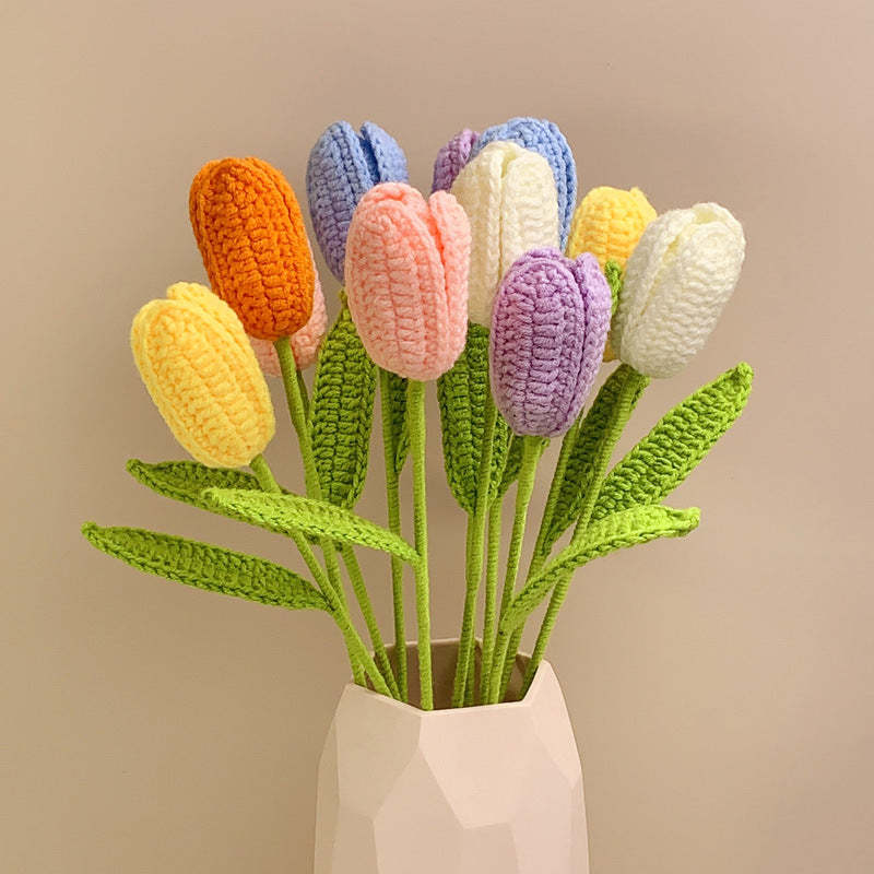 Tulip Crochet Flower Handmade Knitted Flower Gift for Lover - soufeelus