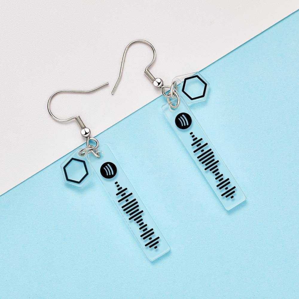 Custom Spotify Code Earrings With Pentagon Pendant - soufeelus