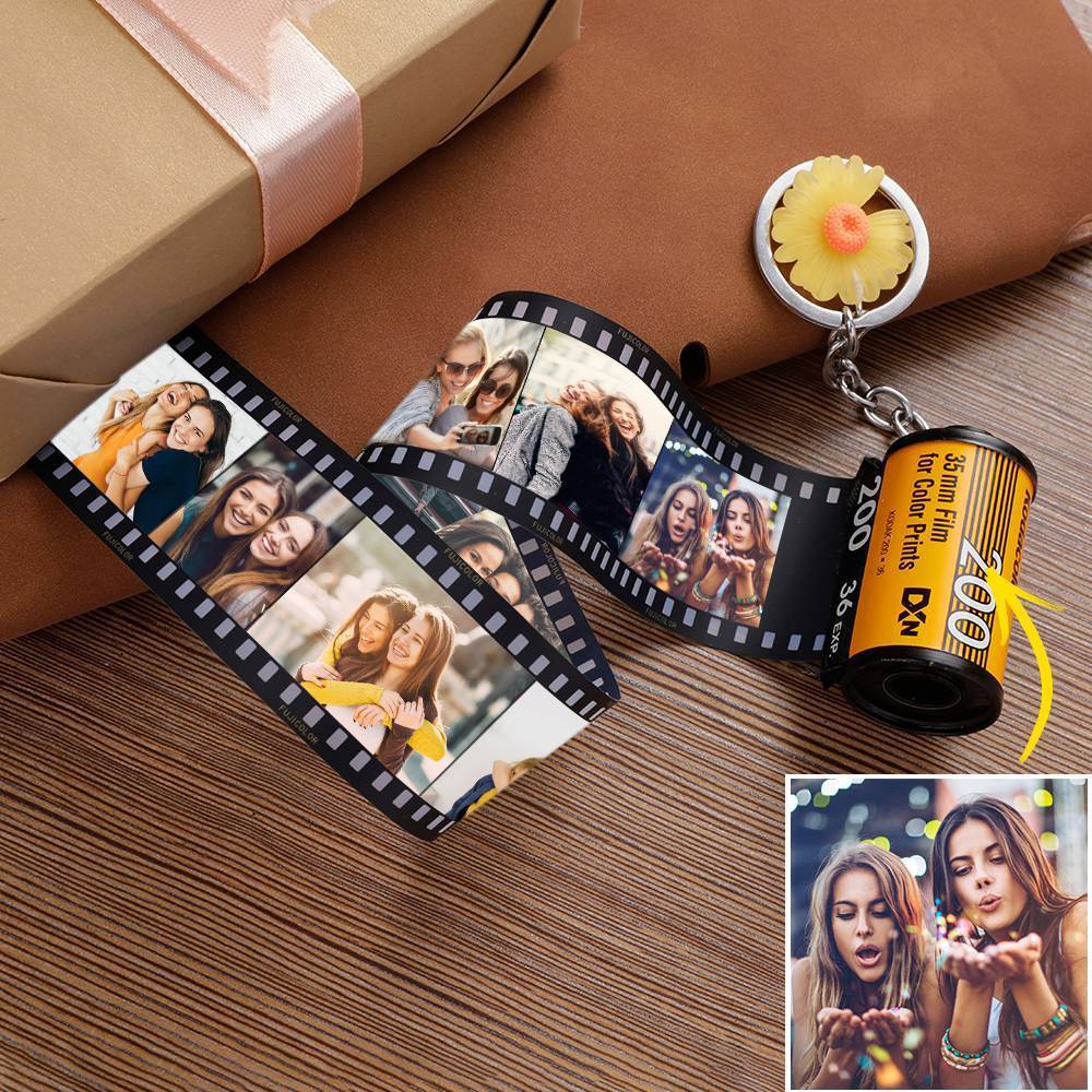 5 Pics Custom Photo Film Roll Keychain with Pictures Customized Photo Christmas Gifts for Family detail