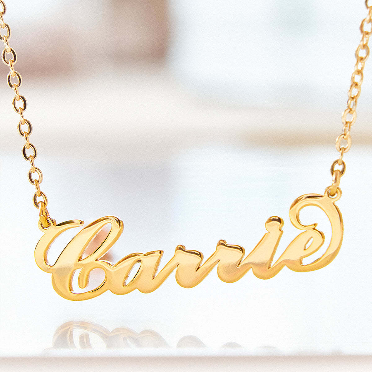 Carrie Style Name Necklace 14K Gold Plated Silver - soufeelus