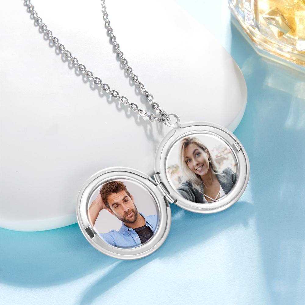 Photo Necklace with Two Pictures Silver Color Chain Gifts Ideas Gifts For Mother - soufeelus