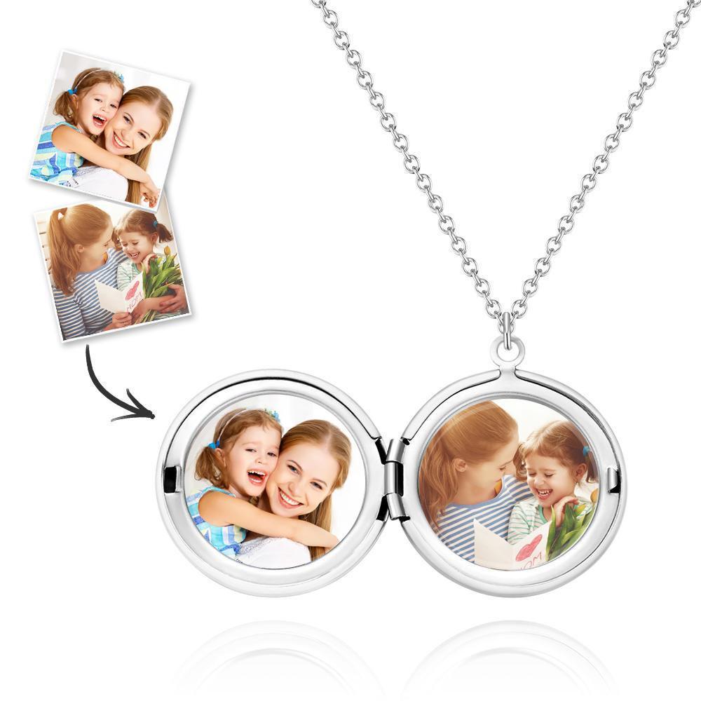 Photo Necklace with Two Pictures Silver Color Chain Gifts Ideas Gifts For Mother - soufeelus