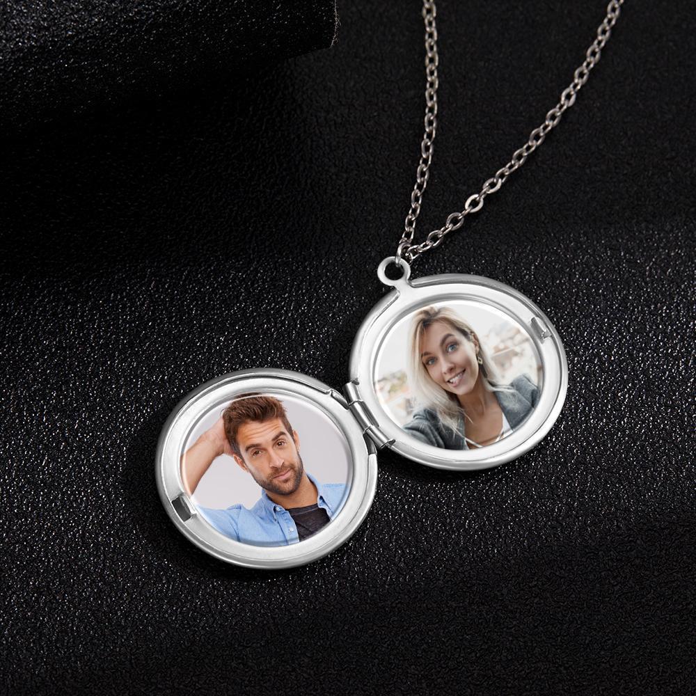Photo Necklace with Two Pictures Silver Color Chain Gifts Ideas Gifts For Mother - soufeelus