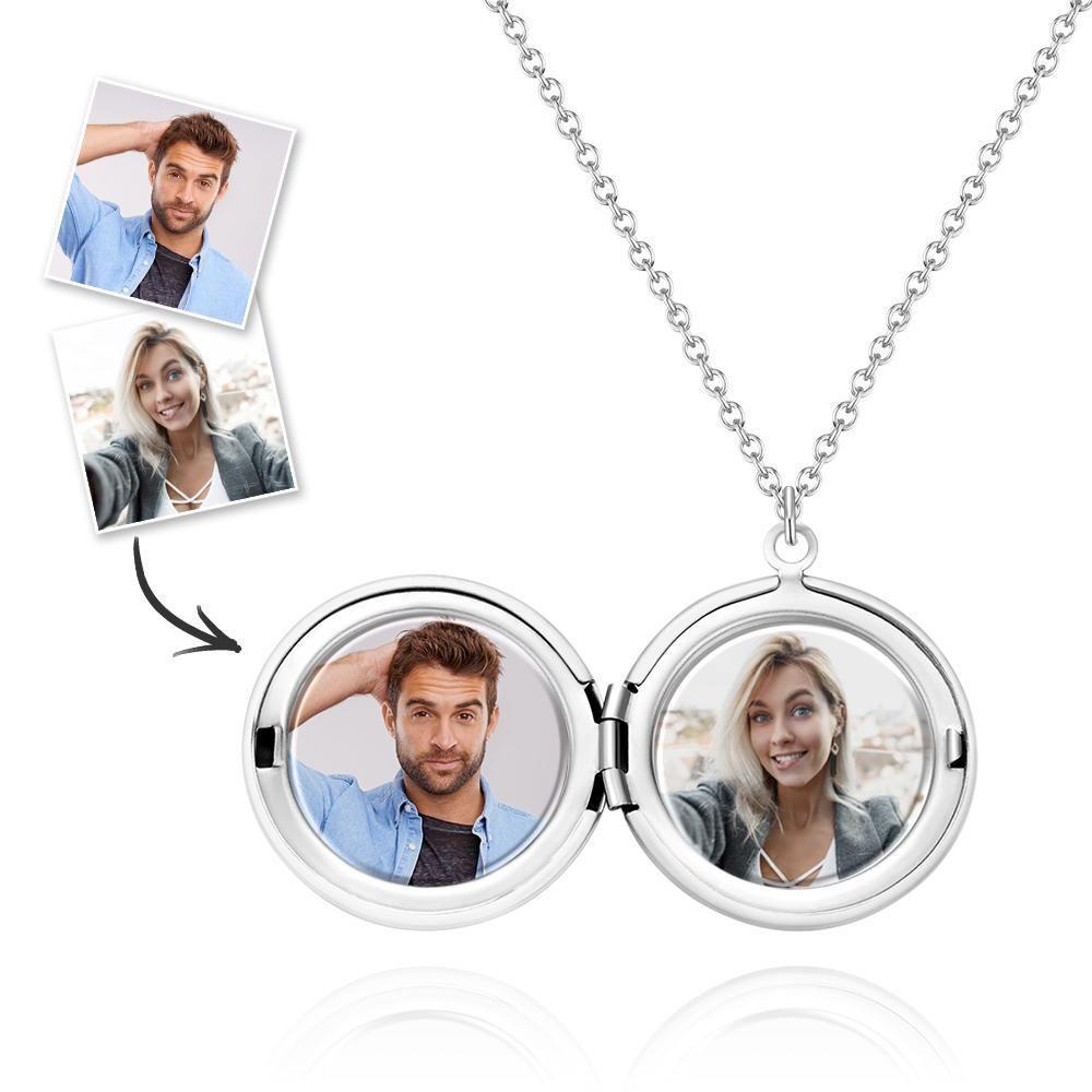 Photo Necklace with Two Pictures Silver Color Chain Gifts Ideas Gifts For Mother - soufeelus