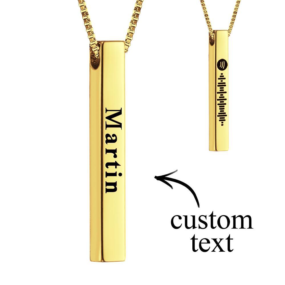 Spotify Code Necklace 3D Engraved Vertical Bar Necklace Gifts - soufeelus