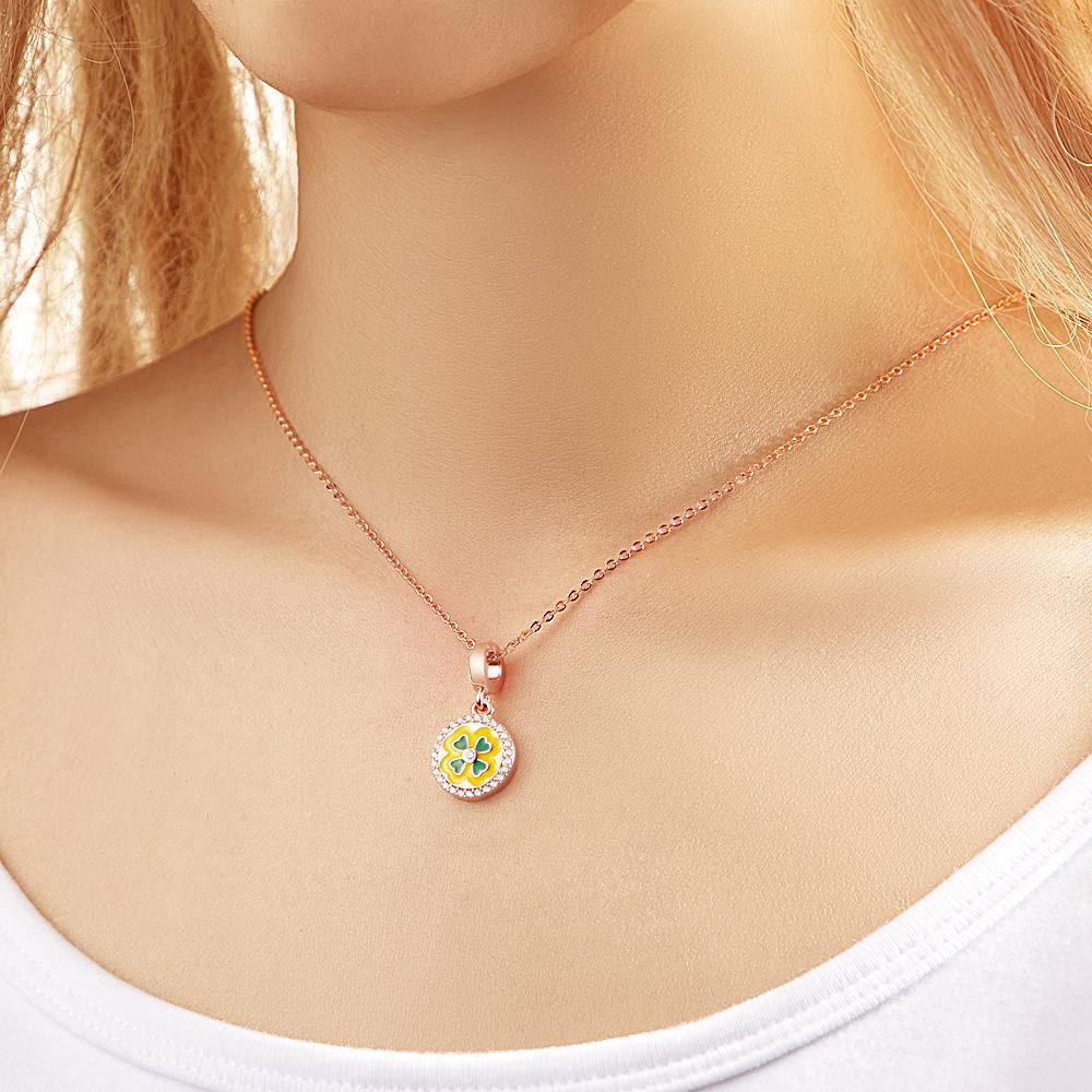 Custom Photo Necklace Four-leaf Clover Pendant Necklace Gift for Women - 