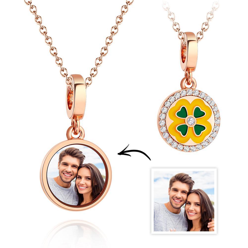 Custom Photo Necklace Four-leaf Clover Pendant Necklace Gift for Women - 