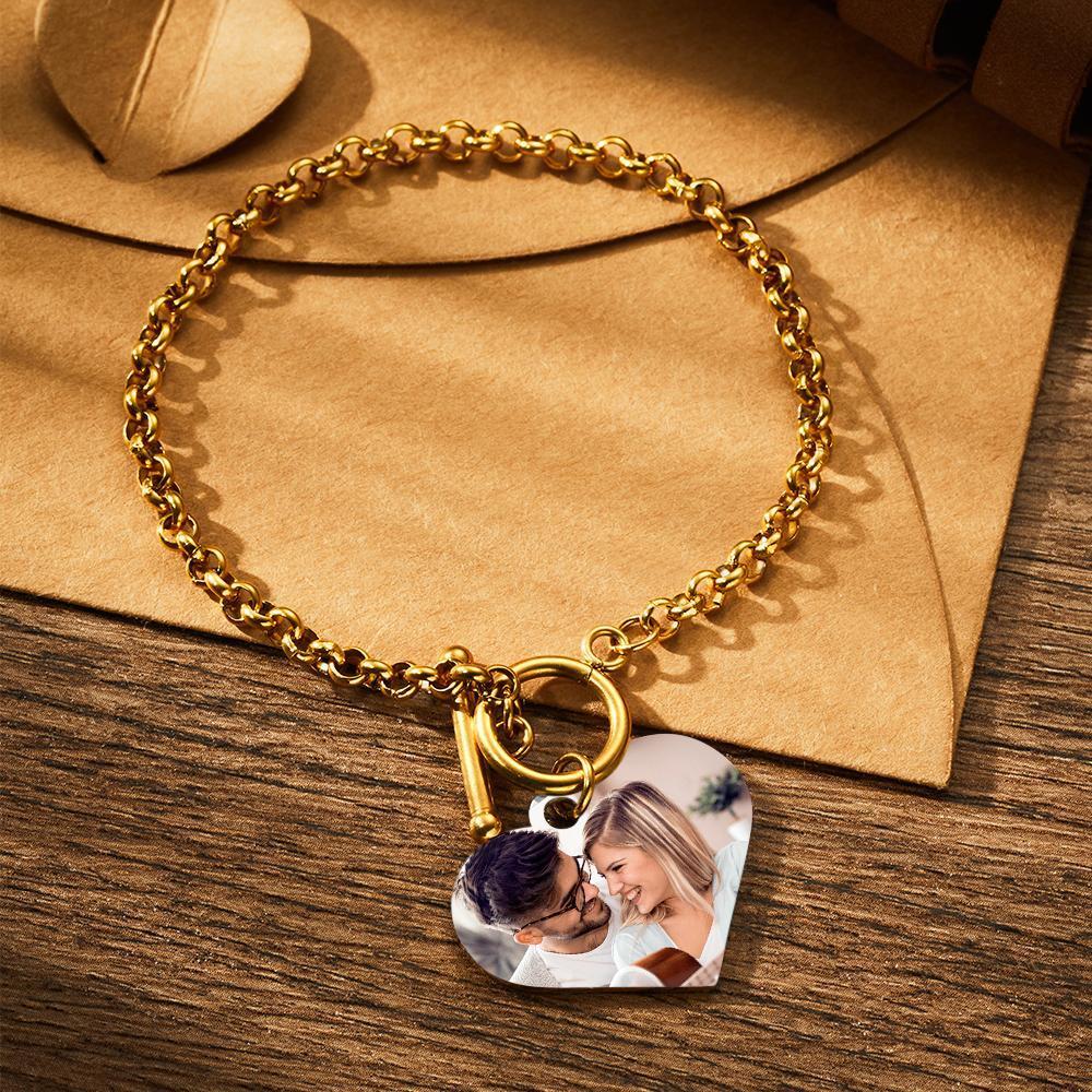 Custom Photo Bracelet with Heart Gifts