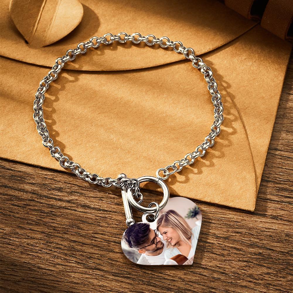Custom Photo Bracelet with Heart Gifts for Girlfriend