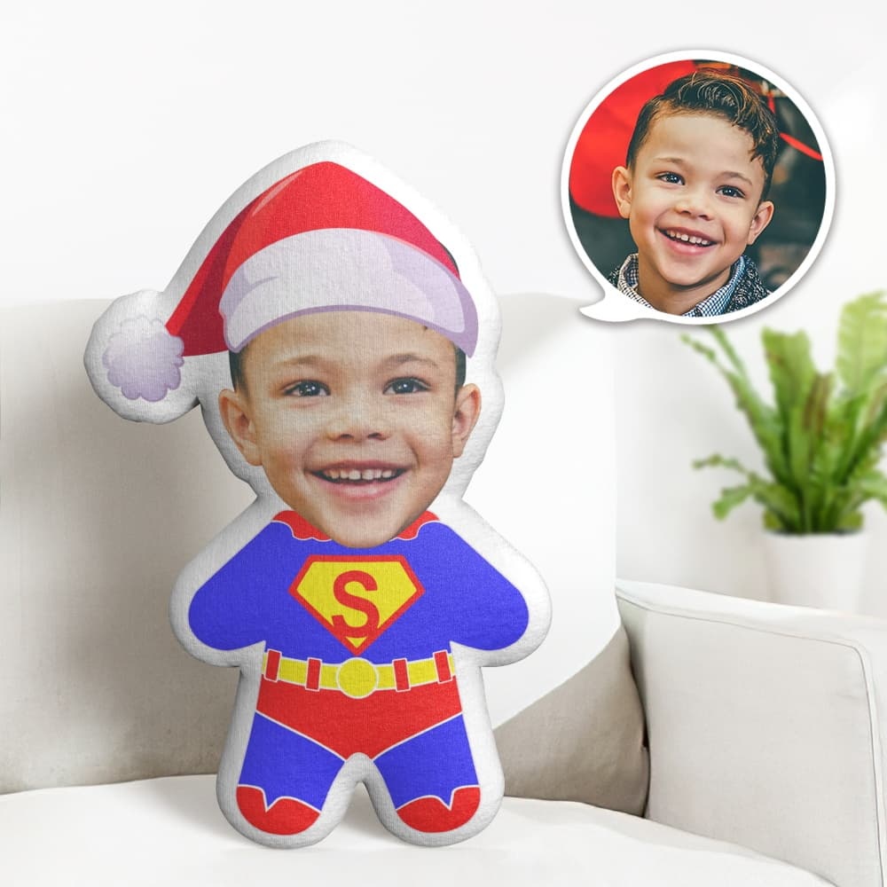 Christmas Gift Custom Superman Minime Throw Pillow Custom Face Gifts Personalized Photo Minime Pillow - soufeelus