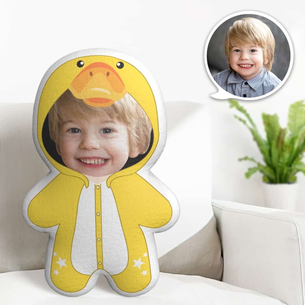 Cute Yellow Duck Minime Throw Pillow Custom Face Gifts Personalized Photo Minime Pillow Gifts - soufeelus
