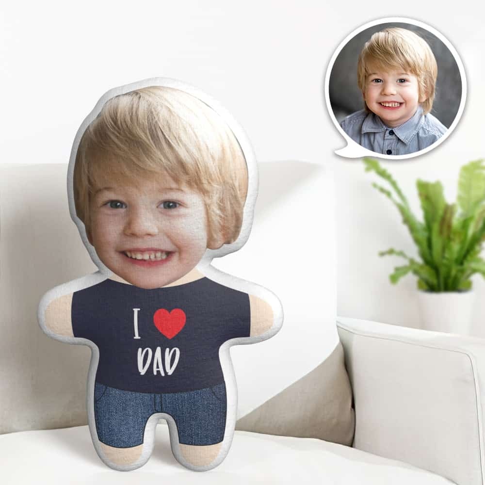 Custom Face Pillow Cute I Love Dad Minime Personalized Photo Minime Pillow Gifts - soufeelus