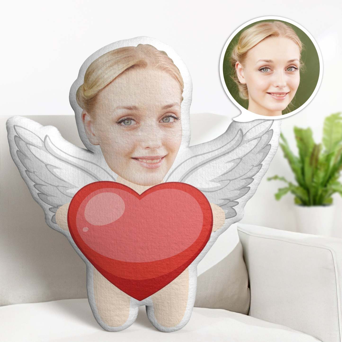 Valentine's Day Gifts Custom Face Minime Throw Pillow Personalized Love Heart Pillow Gifts - soufeelus