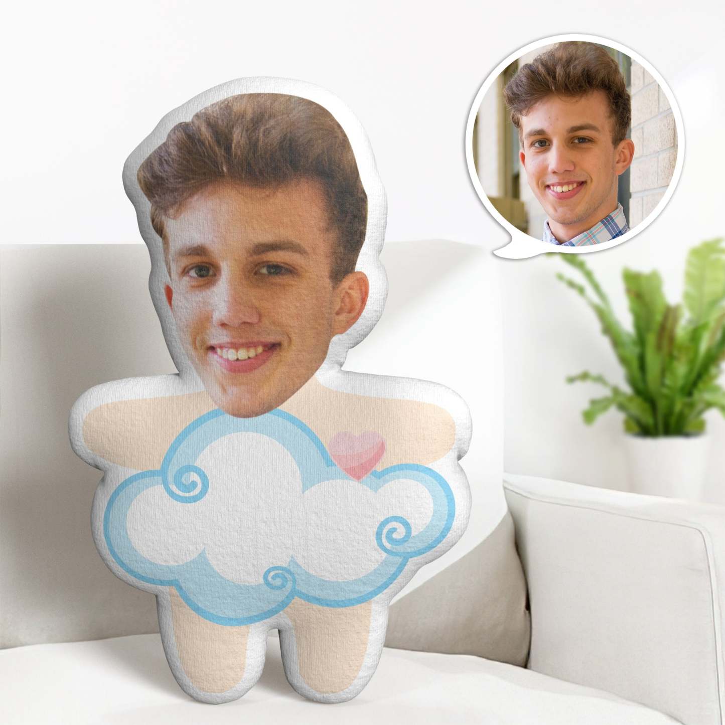 Personalized Face Minime Throw Pillow Custom Cloud Minime Pillow Valentine's Day Gifts - soufeelus