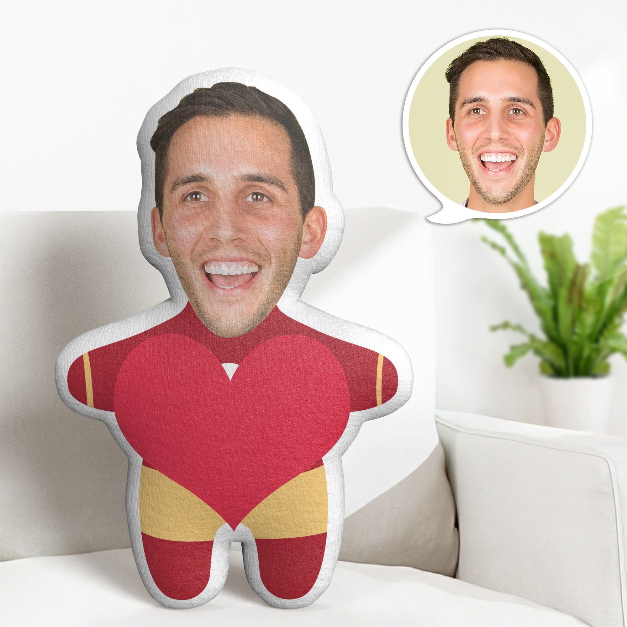Custom Valentine's Day Cartoon Iron Man Pillow Personalized Face Minime Throw Pillow Gifts - soufeelus