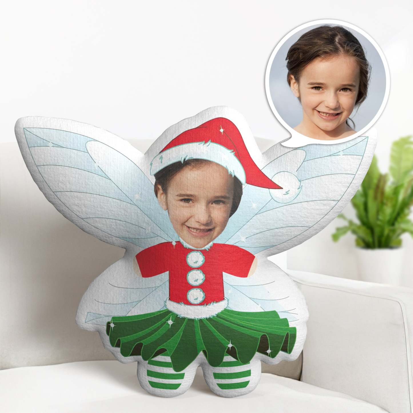 Christmas Minime Pillow Gifts Custom Face Pillow Personalized Cartoon Fairy Pillow Gifts - soufeelus
