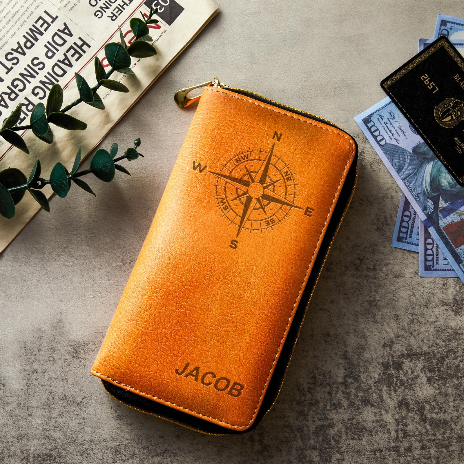 Custom Engraved Wallet Leather Passport Cover Travel Gifts for Man - soufeelus