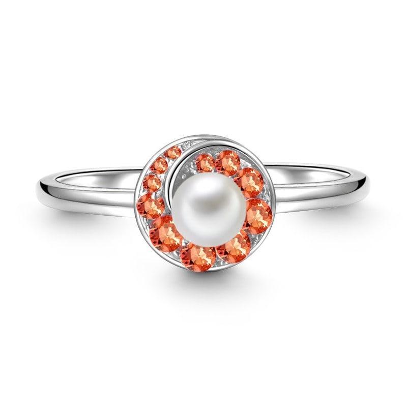 Orange Red Whirlpool Pearl Ring 925 Sterling Silver