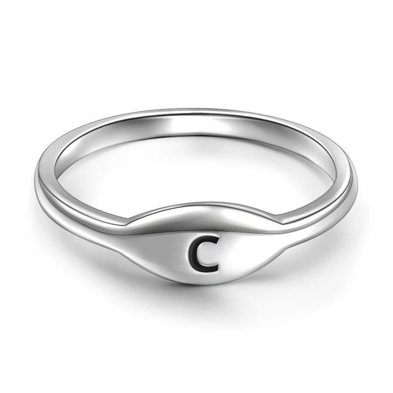 Letter C Ring 925 Sterling Silver