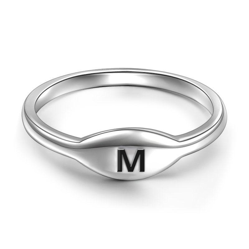 Letter M Ring 925 Sterling Silver