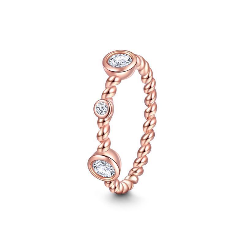 Elegant Series Rose Gold Harmonious Union Ring Charm 925 Sterling Silver