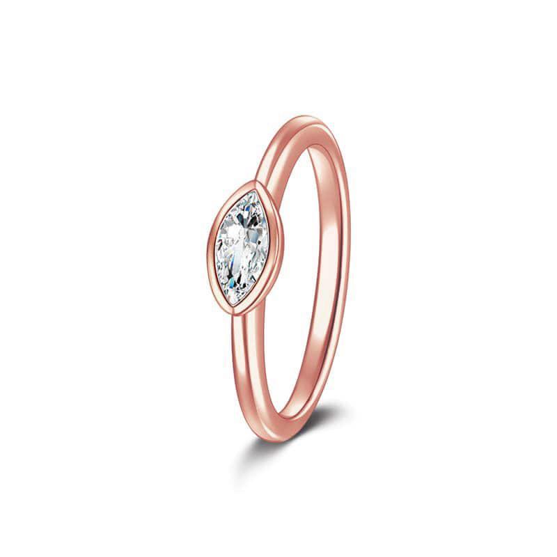 Elegant Series Rose Gold Water Drop Ring Charm 925 Sterling Silver