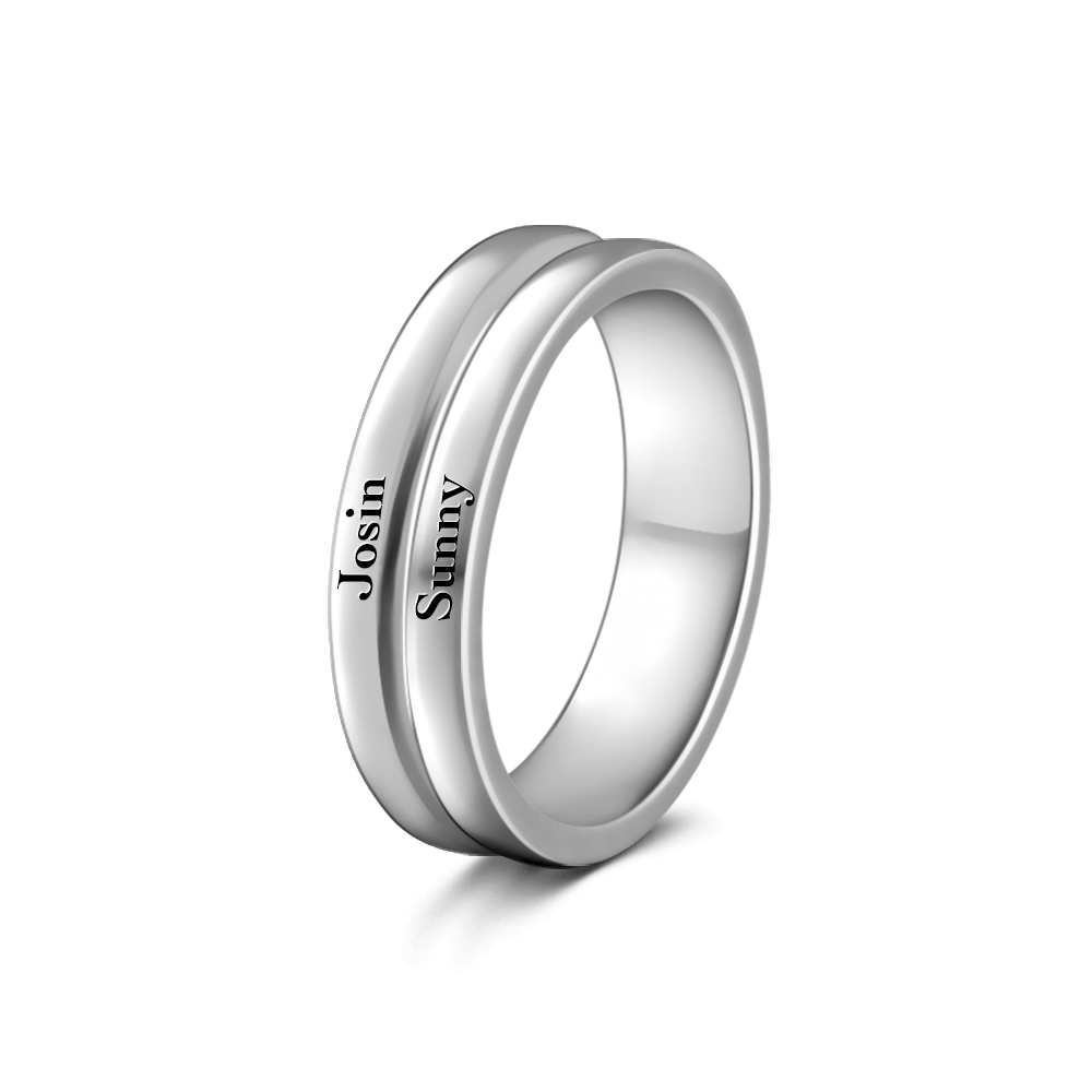 Engravable Promise Ring Male Double Love You 925 Sterling Silver