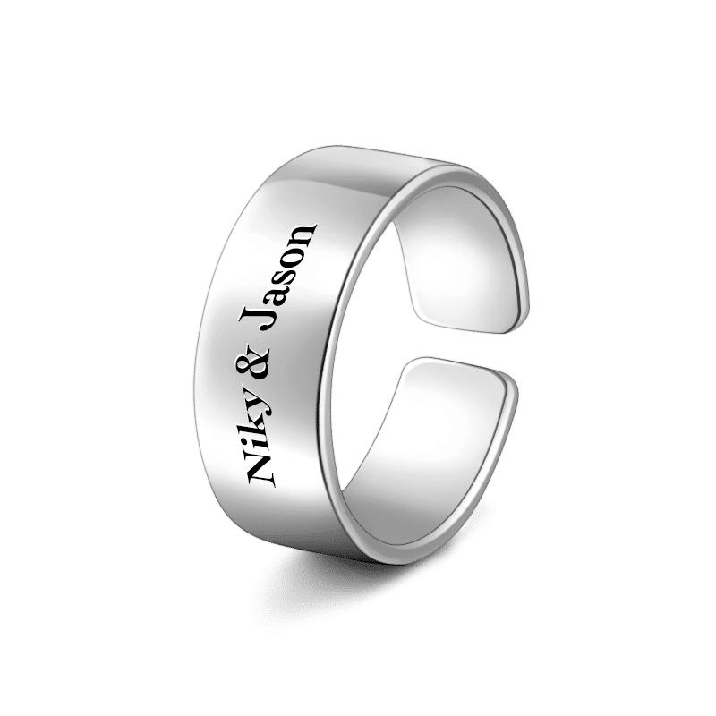 Engraved Men's Band Ring Silver - soufeelus
