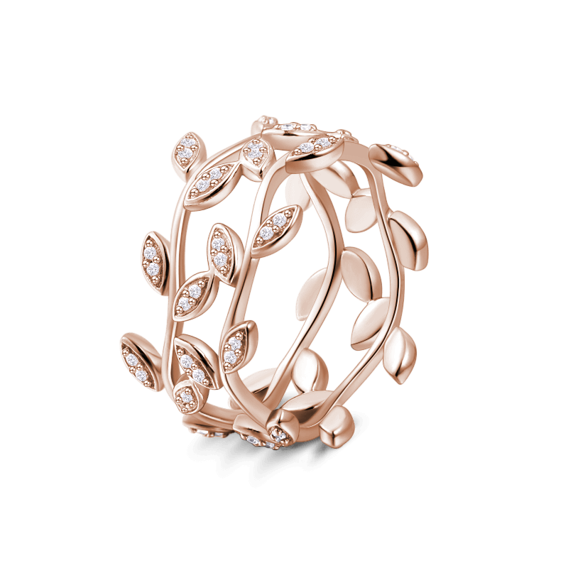 Double Vines Ring Rose Gold Female 925 Sterling Silver