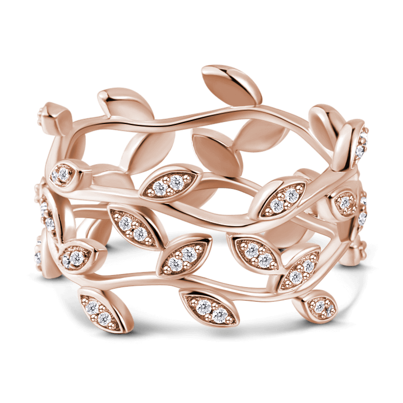 Double Vines Ring Rose Gold Female 925 Sterling Silver