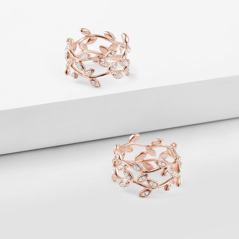 Double Vines Ring Rose Gold Female 925 Sterling Silver