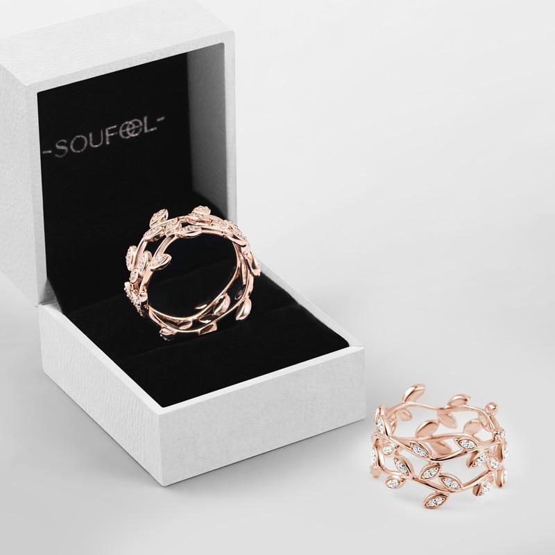 Double Vines Ring Rose Gold Female 925 Sterling Silver