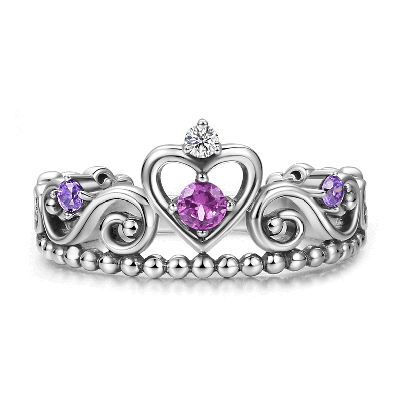 Summer Female Captured Hearts Tiara Ring Purple 925 Sterling Silver