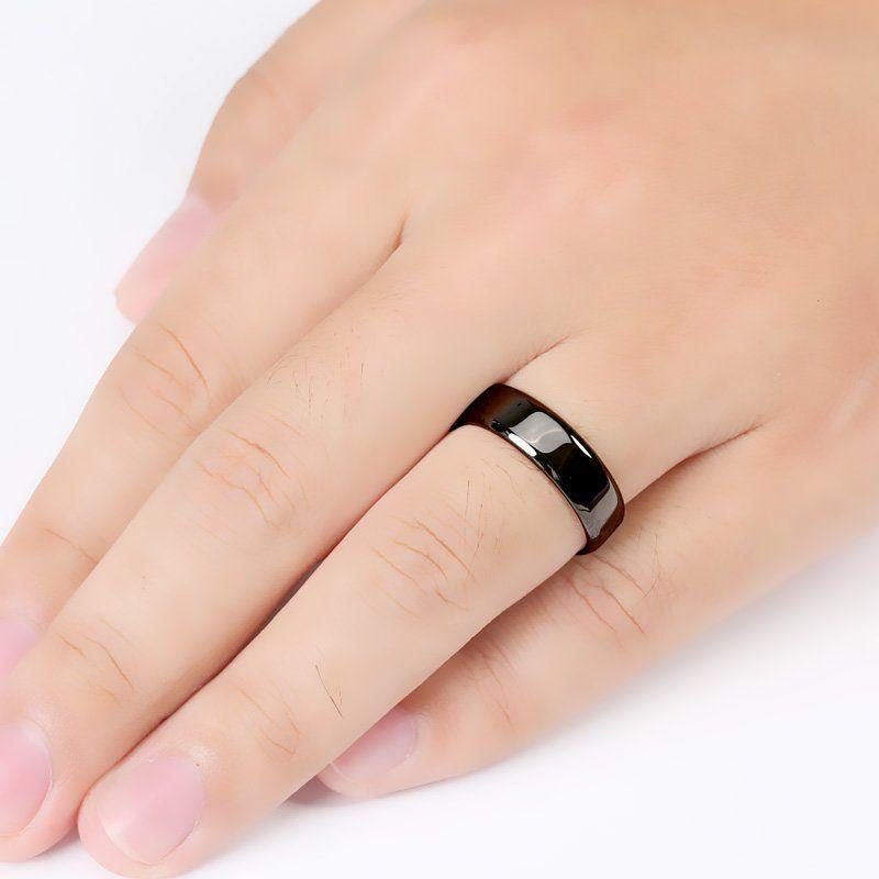 Classic Wedding Men Ring Black Gold Plated Rose Gold 925 Sterling Silver