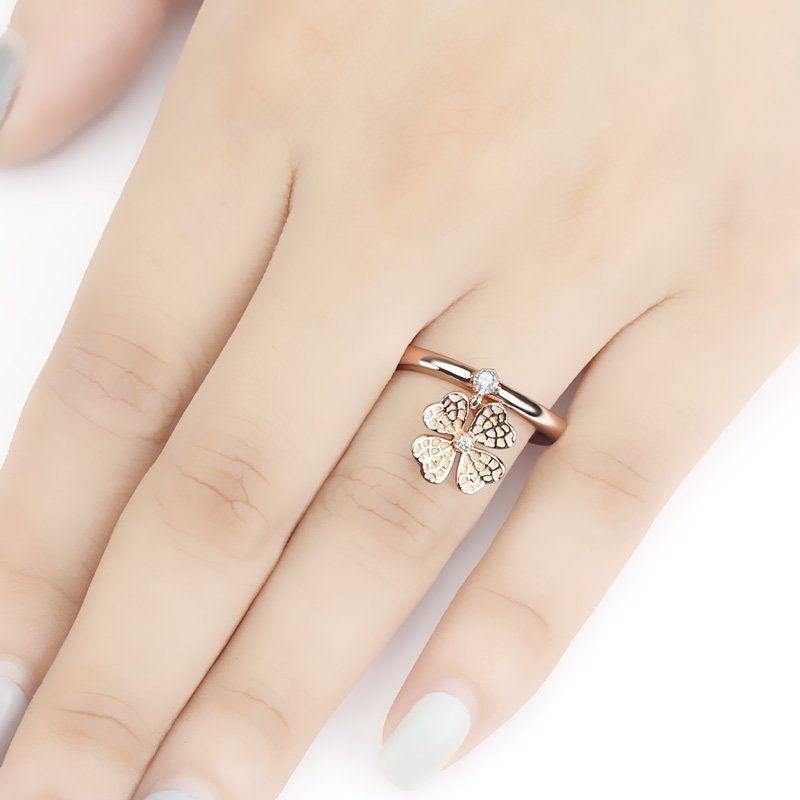Soufeel Lucky Clover Ring Rose Gold Plated Silver - soufeelus