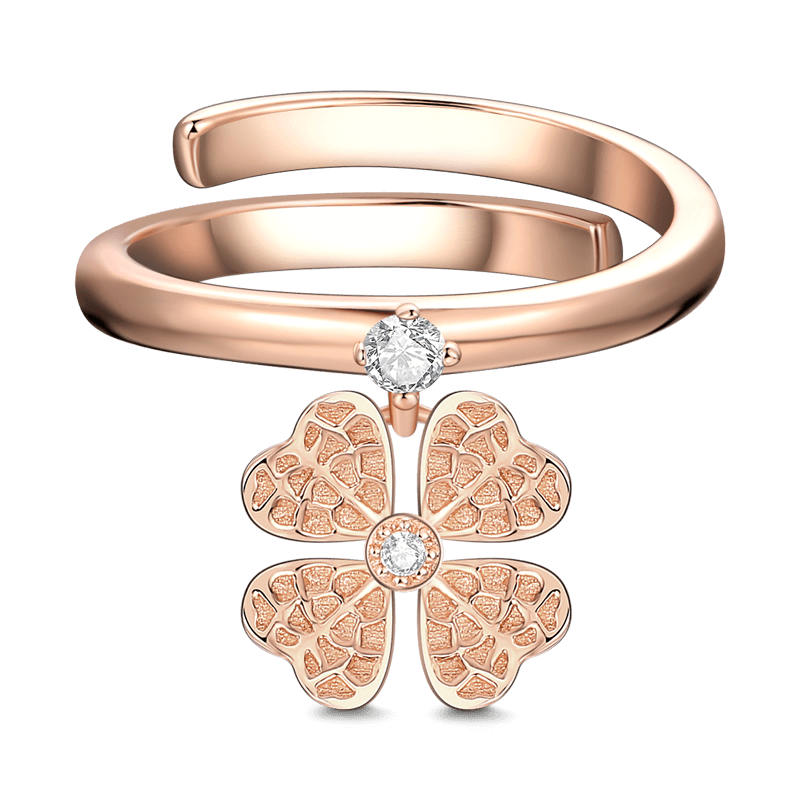 Soufeel Lucky Clover Ring Rose Gold Plated Silver - soufeelus