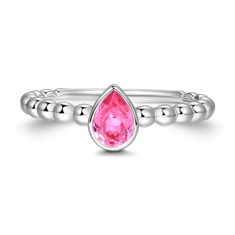 Pink Droplet Promise Ring 925 Sterling Silver