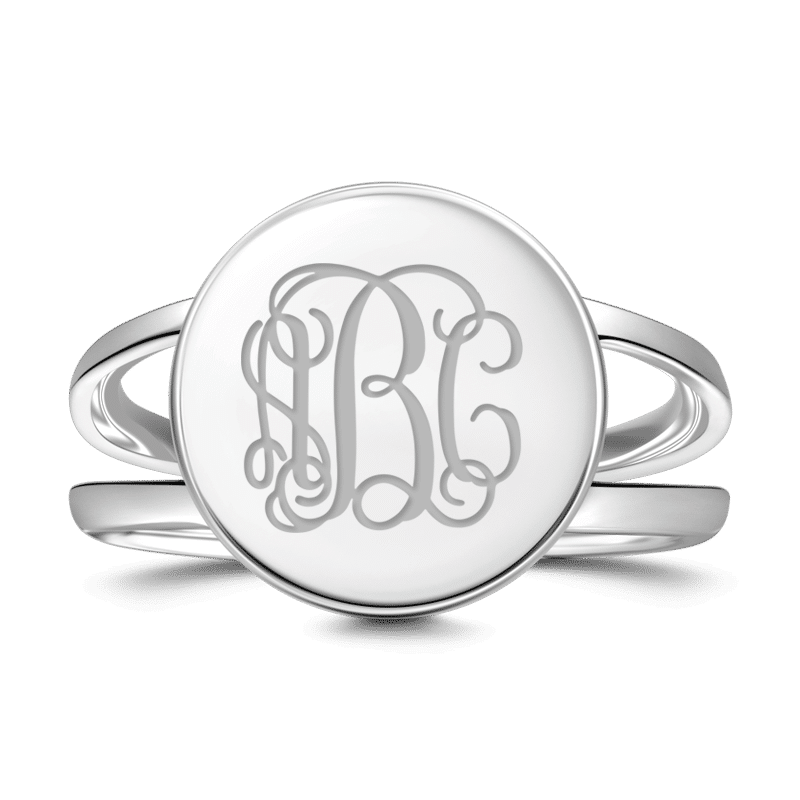 Engraved Monogram Ring Silver - soufeelus