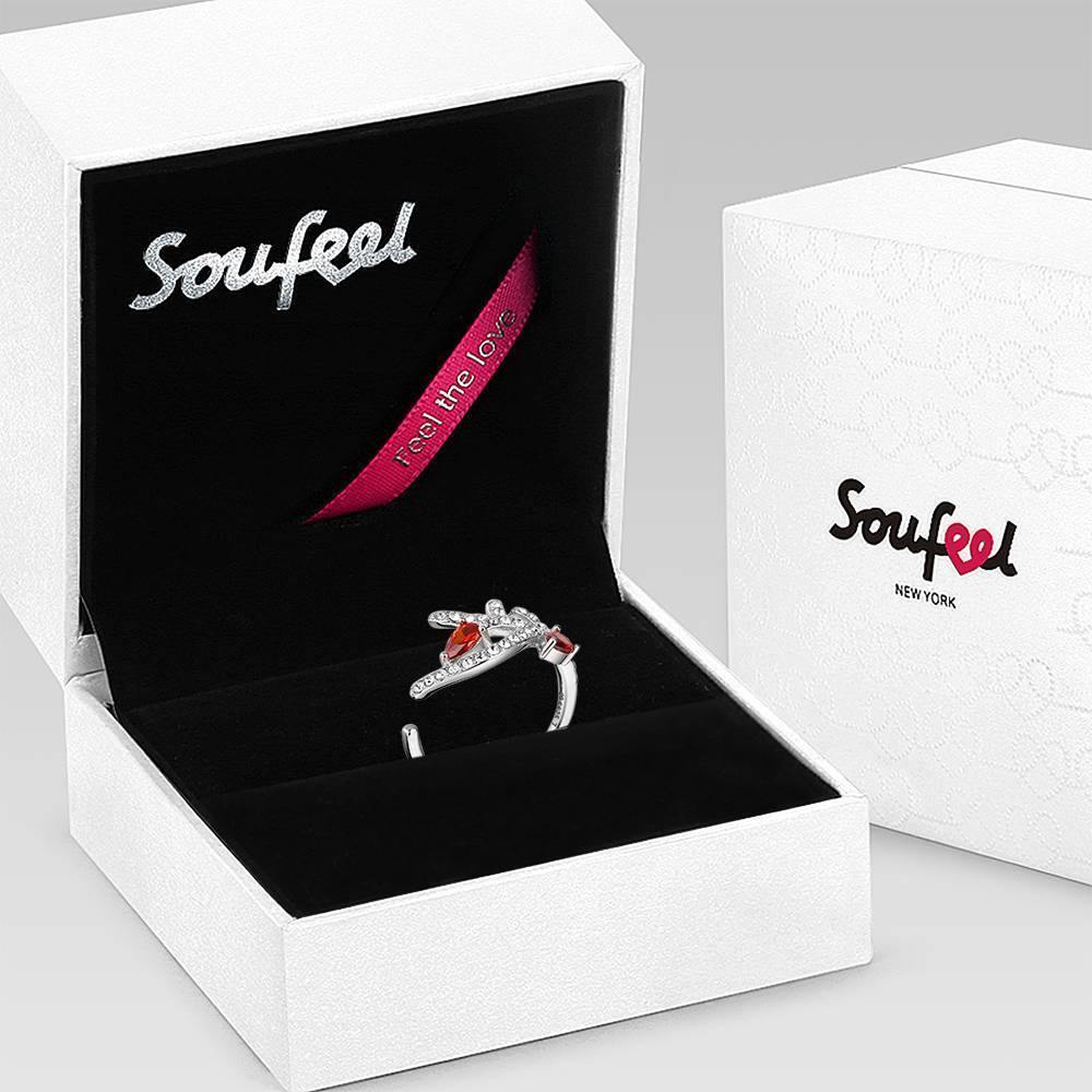 Soufeel Crystal Christmas Antler Ring Platinum Plated Silver - soufeelus