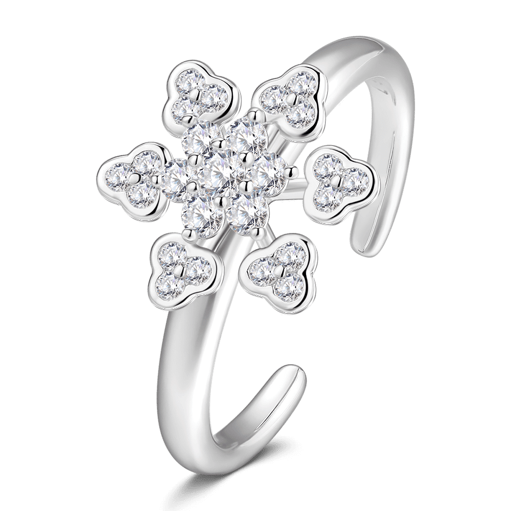 Snowflake Ring Platinum Plated Silver - soufeelus