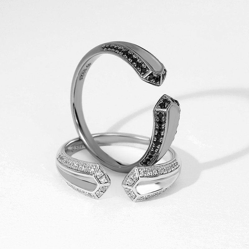 Born of a Couple Ring with Pave Semi-precious Stone Silver - soufeelus