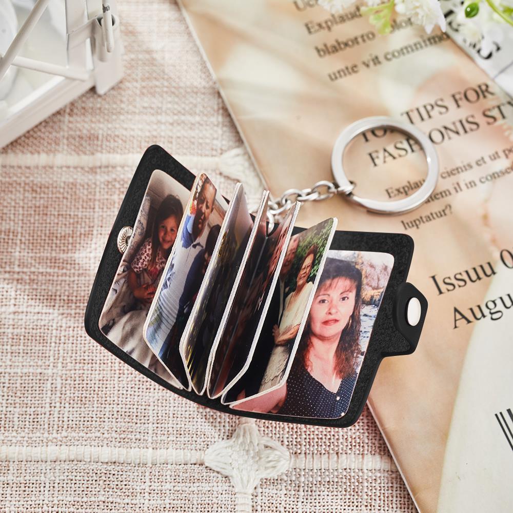 Custom Photo Leather Keychain Personalized Album Keyring Gifts for Lovers - soufeelus