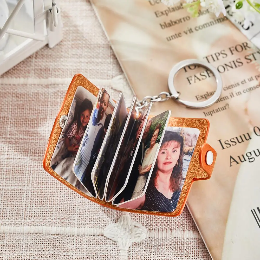 Custom Photo Leather Keychain Personalized Album Keyring Gifts for Lovers - soufeelus