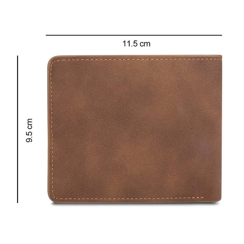 Men's Bifold Custom Inscription Photo Engraved Wallet - Brown Leather - soufeelus