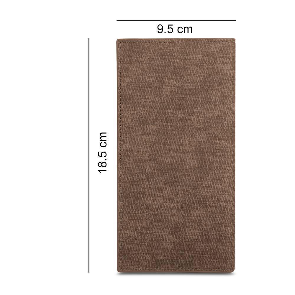 Men's Long Style Bifold Custom Inscription Photo Engraved Wallet - Brown Leather - soufeelus