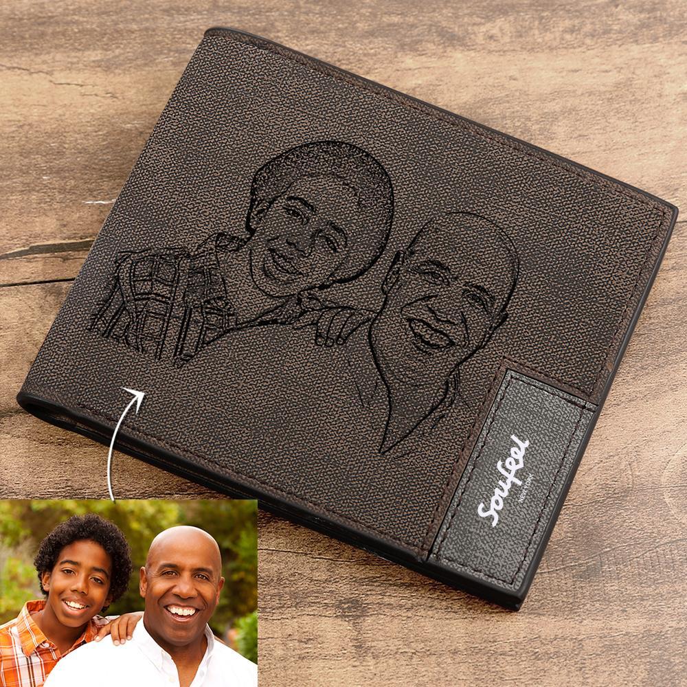 Mens Wallet, Personalized Wallet, Photo Wallet with Engraving Valentine's Gifts for Men