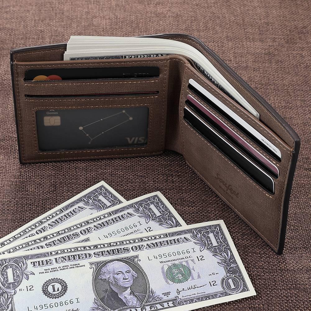 Mens Wallet, Personalized Wallet, Photo Wallet with Engraving Gifts for Employees - soufeelus