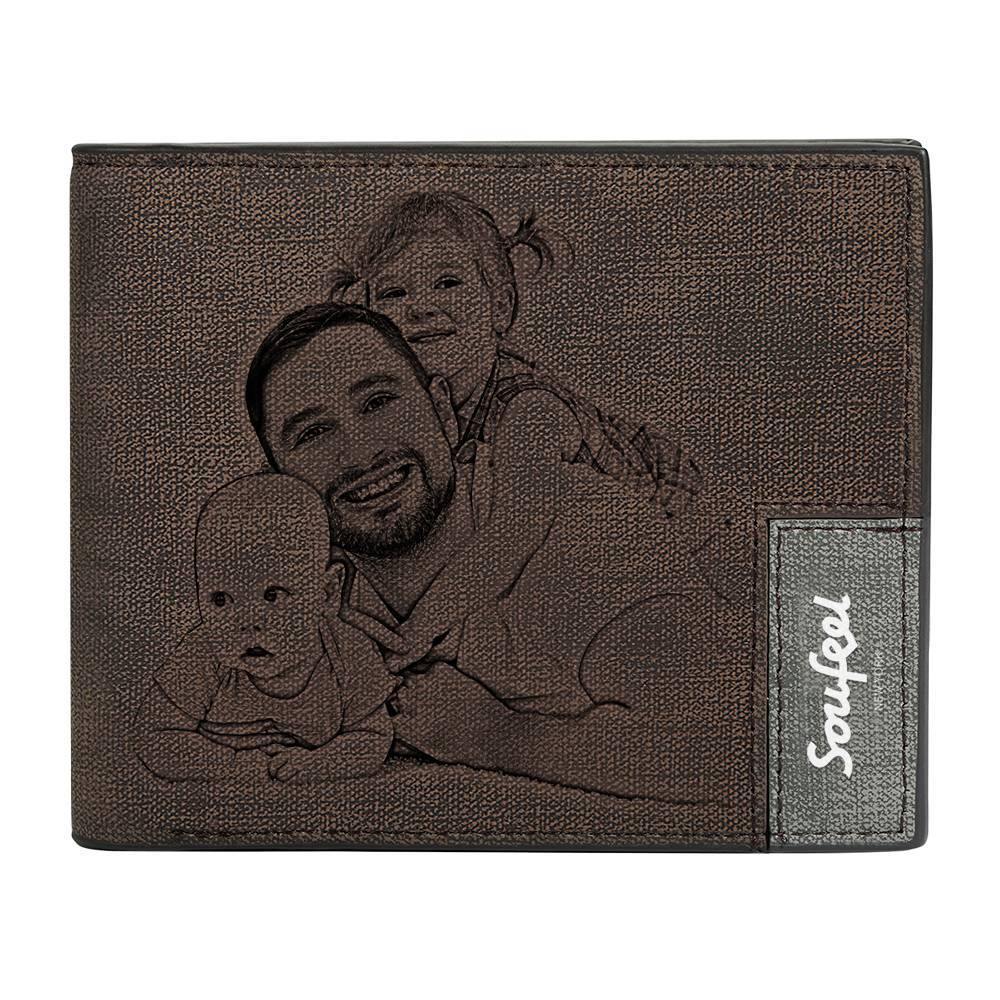 Father's Day Gifts - Mens Wallet, Personalized Wallet, Photo Wallet with Engraving Gift for Men - soufeelus