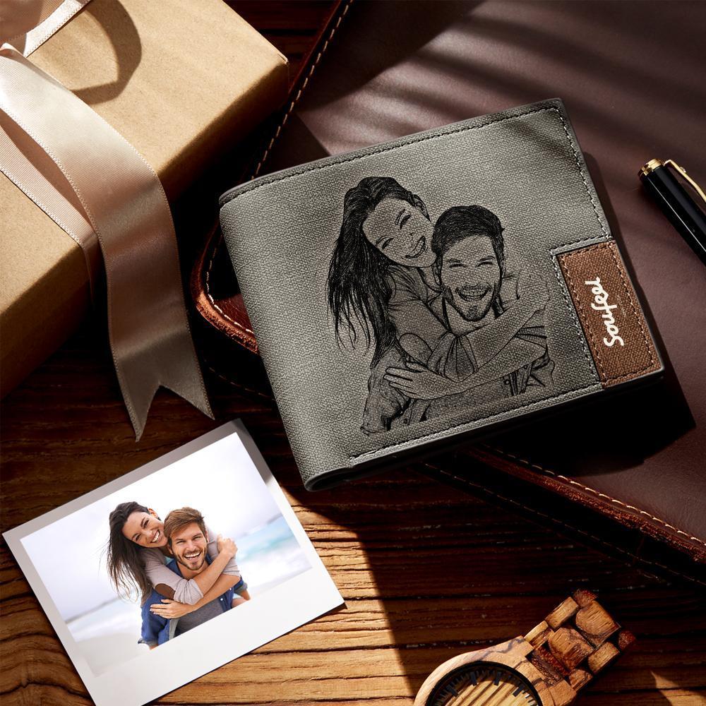 Scannable Spotify Code Wallet Photo Engraved Wallet Custom Music Song Wallet Memorial Gift